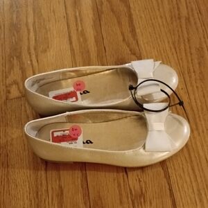 Girls' Gold Bow Ballet Flats - Kids Shoes